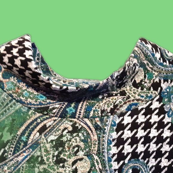 Susan Graver M/L Pullover Cape Style Sweater Argile Leaf Pattern - Picture 4 of 7